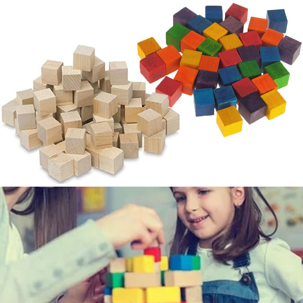 Primary image for 144 Wood Cubes Wooden Craft Blocks Assorted Color Natural Hardwood Squares 0.58"