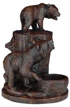 Box MOUNTAIN Lodge Climbing Bears in Forest Lidded Oxblood Red Resin Hand-Cast - £215.02 GBP