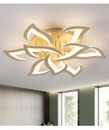 Meixisue 31.5" Large Floral Adjustable LED Ceiling Light Fixture, Gold + Remote - $94.00
