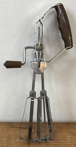 Vintage Handheld Stainless Steel Egg Mixer Cake Beaters Mid Century Manual - $19.79