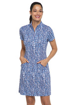 NWT Ladies IBKUL CARIE DENIM Short Sleeve Mock Golf Dress - S M &amp; L   - $84.99