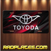 Toyoda Star Wars Yoda Art On Silver Black Red Aluminum Vanity License Plate Tag - £15.45 GBP
