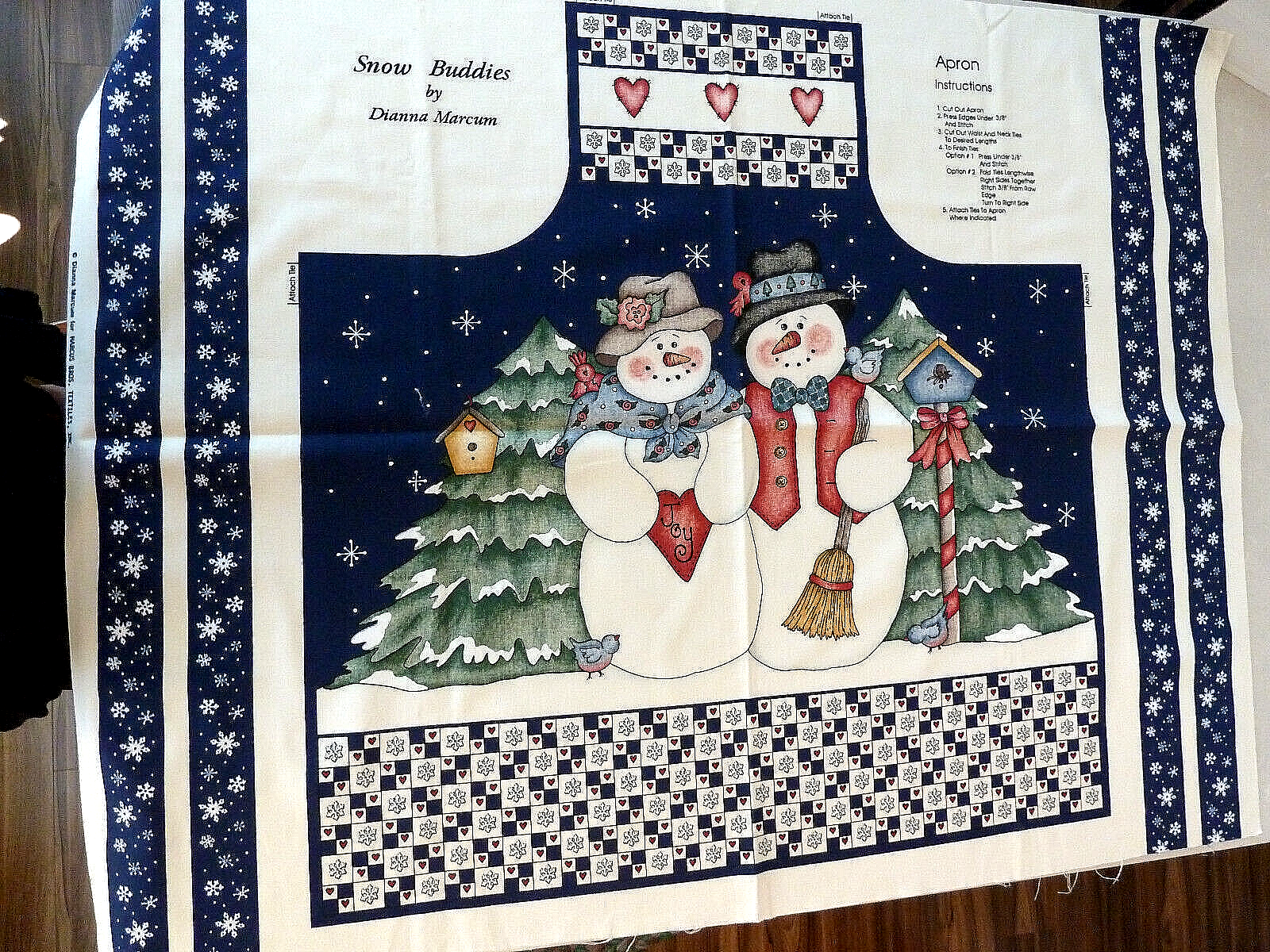 Primary image for Vintage Snow Buddies Apron Panel By Dianna Marcum Cotton Christmas Fabric 32X31"