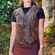 V-Bottom Santa Fe Vest Exclusive American Style Handmade Bone, Fringed Vest - £55.69 GBP+