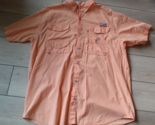 Columbia PFG Button Up Shirt Men XL Orange Short Sleeve Fishing Vented - $19.40