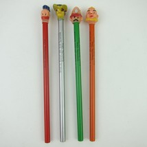 Vintage Pencils &amp; Figural Toppers Duck Pirate Fireman Clown Hong Kong Lot of 4 - £15.68 GBP