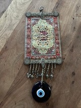 Turkish Rug Glass Evil Eye Wall Hanging Home Decor 15.5” Tall Vintage El... - $651.00 MXN