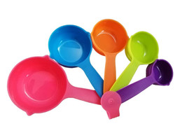 5 Pieces Set Plastic Multi-Color Measuring Cups and spoons Cooking Kitch... - £11.20 GBP