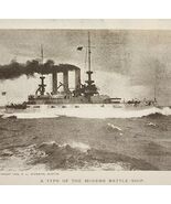 1904 Battleship Military United States Nautical Print Ephemera 3.5 x 4.5&quot; - $20.74
