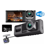 3-Channel Wi-Fi Dash-Cam 1080P HD , Driving Recorder Parking Monitoring, +32 GB - $31.78
