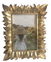 Isaac Jacobs 4x6&quot; Sunflower Photo Picture Frame Gold Tone Easel Stand Desk Wall - £28.92 GBP