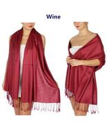 Wine - 2Ply Scarf 78X28 LONG Solid Silk Pashmina Cashmere Shawl Wrap - £14.25 GBP