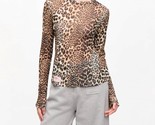 Ganni Mesh Long Sleeve Top Leopard - $93.00