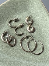 Lot of Various Thickness &amp; Size Simple SIlvertone Tubular Hoop Earrings ... - $13.09