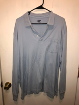 NEW Lands End Mens SZ XXL Traditional Fit Long Sleeve Light Blue Polo w/... - $16.82