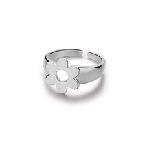 Sweet Hollow Sun Flower 925 Sterling Silver Midi Everyday Open Adjustable Ring - £42.70 GBP