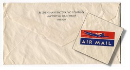 Belden Manufacturing Co Chicago Stationery Envelope 1949 U.S. Air Mail L... - $14.70