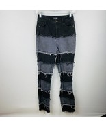 Fashion Nova Boho Hippie Grunge Two Tone Gray Black  Straight Leg Jeans 3 - £30.21 GBP