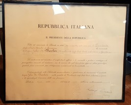 1951 PRESIDENTE REPUBBLICA ITALIANA john h barber VICE CONSOLE d&#39;AMERICA... - £97.27 GBP