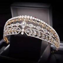 Swarovski Crystal wedding Tiara | Silver Gold Wedding Hair Rhinestone Tiara  - £29.01 GBP