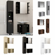Modern Wooden 3 Piece Bathroom Furniture Set With Tall Cabinet Mirror Sink Unit - £178.37 GBP+