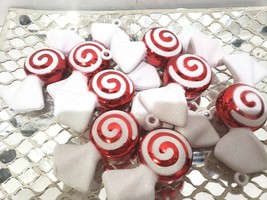 Christmas Holiday Red White Candy Cane Peppermint Ornaments Decor Set of 8 - $331.97 MXN