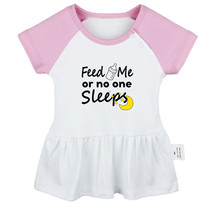 Feed Me or No One Sleeps Funny Dresses Newborn Baby Princess Dress Ruffl... - £10.26 GBP
