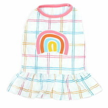 Vibrant Life Dress  Rainbow Window Pane  White  Medium Dog Pet Clothing - $12.00