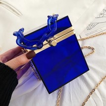  Chain Women Handbag PVC Transparent  Bag Candy Color Jelly Bag Small Square Bag - £55.91 GBP