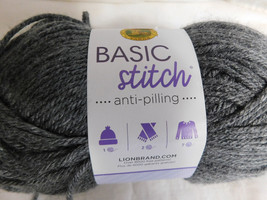 Lion Brand  Basic Stitch Anti Pilling Charcoal Heather Dye Lot 15 - £3.97 GBP