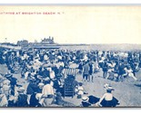 Bathing at Brighton Beach New York NY UNP Unused Cyanotype DB Postcard V8 - $4.90
