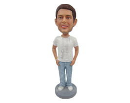 Custom Bobblehead Smart Stylish Dude In Daily Ware With Peirced Ear And Hands In - £65.13 GBP