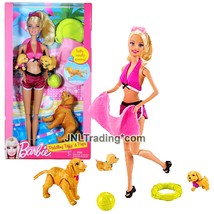 Year 2010 Barbie 12 Inch Doll Set Paddling Tuffy And Pups With Barbie In Bikini - £46.98 GBP
