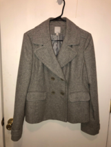 Halogen Womens Large Gray 4 Button Wool Blend Blazer Jacket Pockets Lined - £14.07 GBP