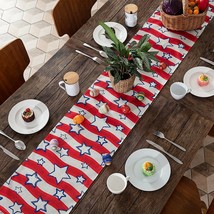 Patriotic &amp; 4th of July Table Runner  13 x 72 Inch Strips and Stars NEW - £14.17 GBP