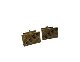 Vintage Gold Tone Textured Cufflinks Rectangles Wedding Prom Unbranded Geometric - £9.51 GBP