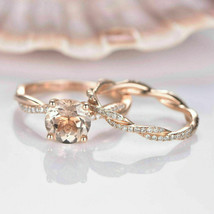 Engagement Ring Bridal in Morganite Round cut 2,25 CT with... - £115.25 GBP