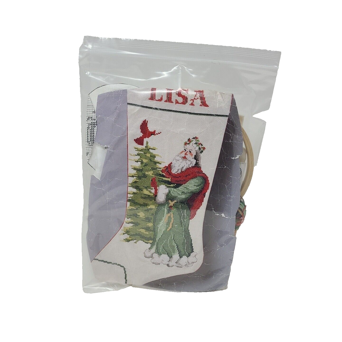 Bernat Traditional Santa Cross Stitch Christmas Stocking Kit Old World Santa - $14.84