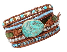 Boho Handmade Natural Stone Wrap Bracelets Crystal - £74.45 GBP