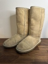 UGG Australia Beige Sheepskin Tall Winter Comfort Boots Womens Sz W6 - $24.99