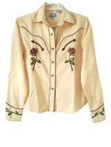 Panhandle slim yellow western women&#39;s shirt button-up long sleeve S embr... - £102.43 GBP