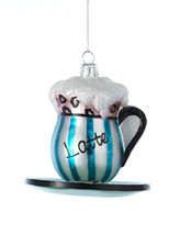 Kurt Adler Ksa Cafe Noble Gems Glass Latte Coffee Cup &amp; Saucer Xmas Ornament - £12.42 GBP