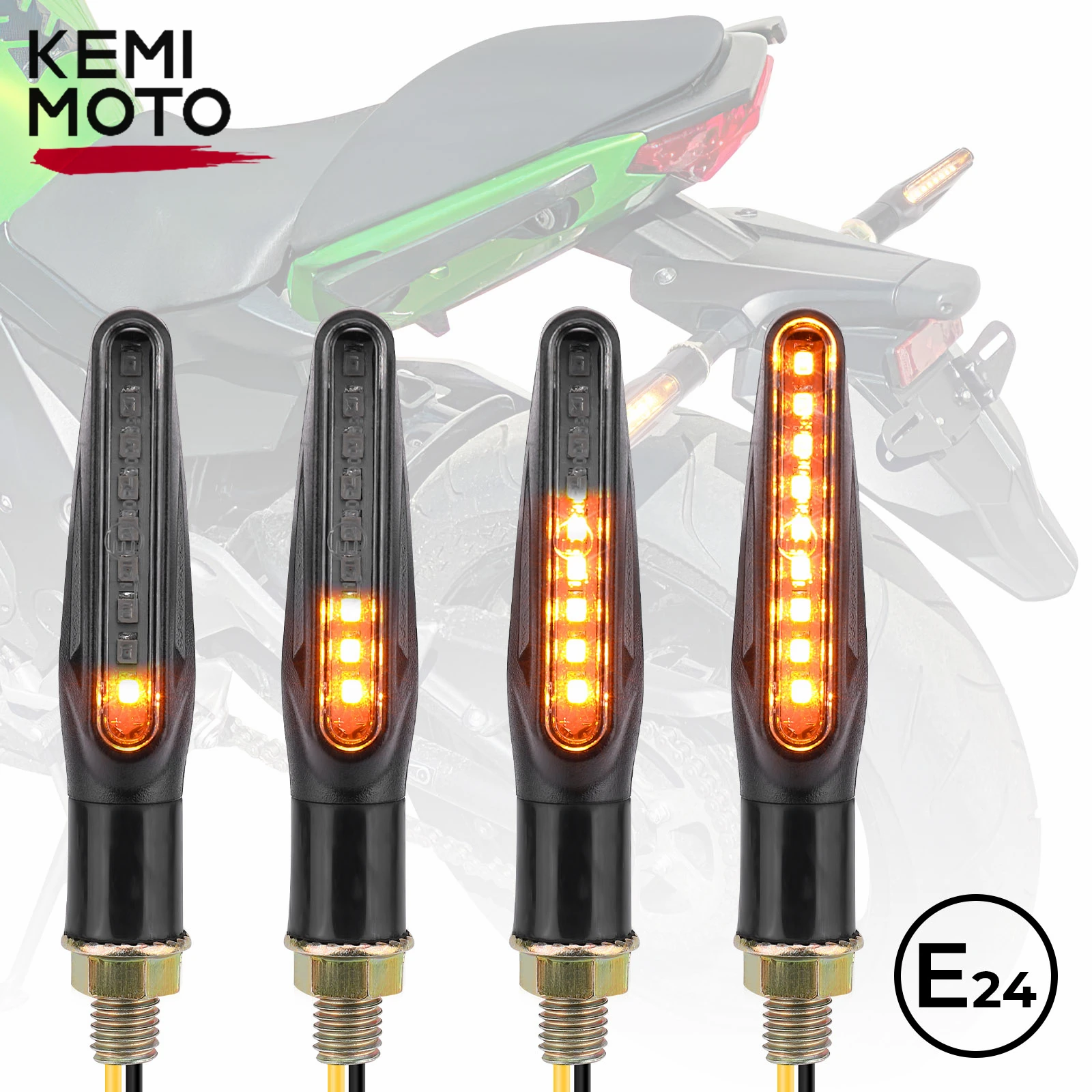 KEMiMOTO LED Turn Signal Light Motorcycle Bicycle Amber Turn Signal Flowing Ligh - £113.58 GBP