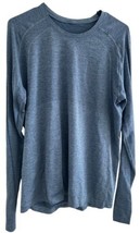 Lululemon Men&#39;s Live In Practice XL Long Sleeve Crewneck Shirt Blue Stre... - $35.10