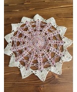 crochet doily round lacy two toned  12&quot; - £7.46 GBP