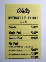 Prices List Arcade Game Bingo Pinball July 1 1956 Model T Parade Magic Pool - £10.45 GBP