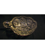 GLASS CANDY DISH WITH HANDLE, SCALLOPPED EDGES, INTRICATE DESIGN - £31.87 GBP