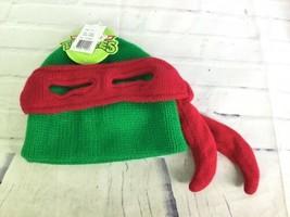 TMNT Teenage Mutant Ninja Turtles Raphael Knit Beanie Hat Cap Green Red Adult - £22.15 GBP