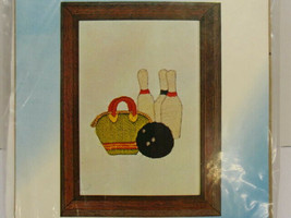 Strike Bowling Bucilla Mini Stitcheries Crewel Embroidery Kit Quick &amp; Easy Vtg - £15.51 GBP