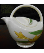 Red Wing ART DECO TEAPOT Hand Painted w/Yellow Florals MADE IN MINNESOTA - $40.69 CAD